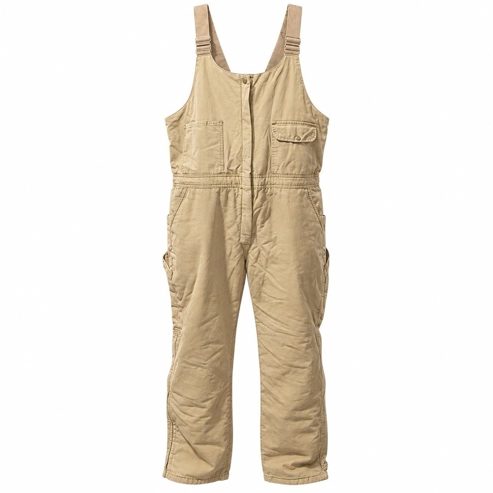 Vintage Pella Bib Overalls 44 R Tan Insulated Quilted Duck Canvas USA Made USA